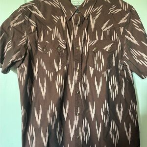 Men's Brown Ikat Pattern Shirt